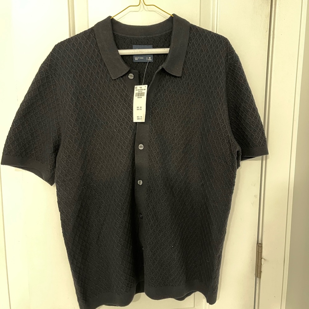 Abercrombie & Fitch Diamond Stitch Button-Through Sweater Polo